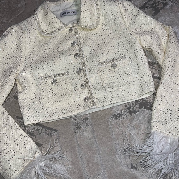 Self Portrait feather trim jacket - Picture 3 of 6